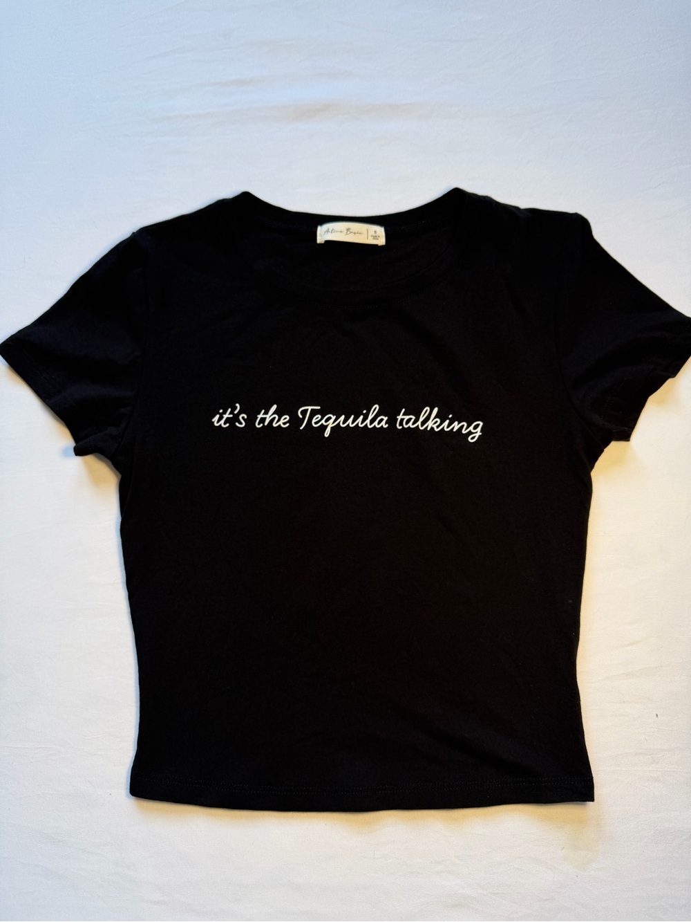 “It’s the tequila talking” crop tee